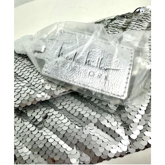 Nicole Miller Silver Sequin Chain Strap Crossbody Small Bag Purse Card Slots NWT - Picture 3 of 3